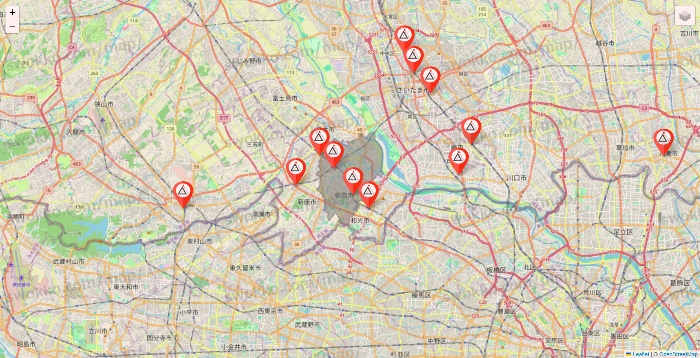 埼玉県のかたぎり塾の店舗地図