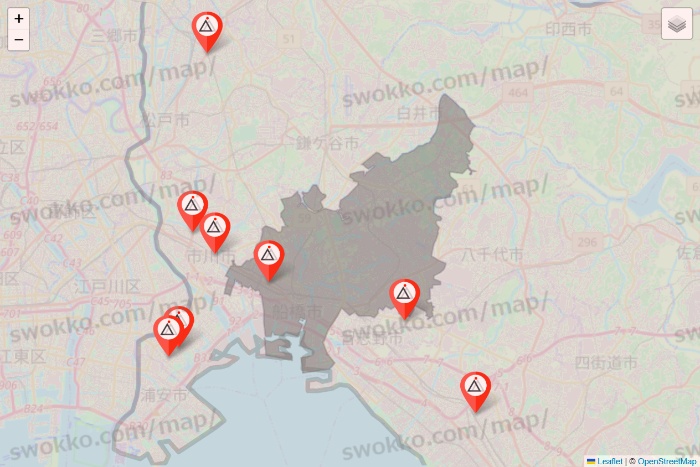 千葉県のかたぎり塾の店舗地図