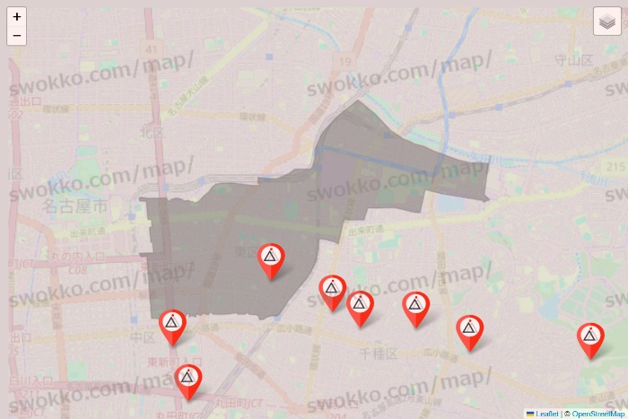 愛知県のかたぎり塾の店舗地図