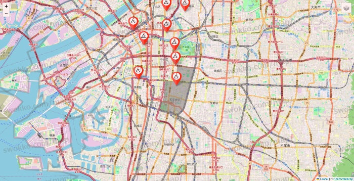 大阪府のかたぎり塾の店舗地図