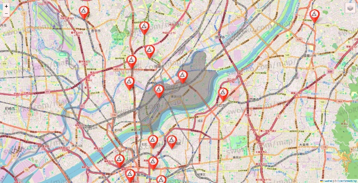 大阪府のかたぎり塾の店舗地図