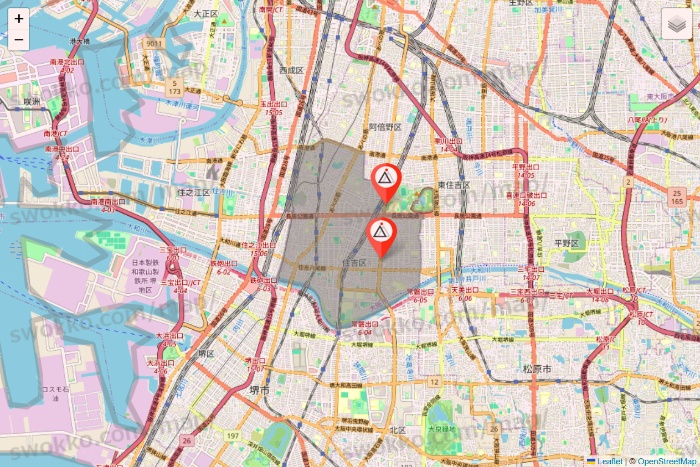 大阪府のかたぎり塾の店舗地図