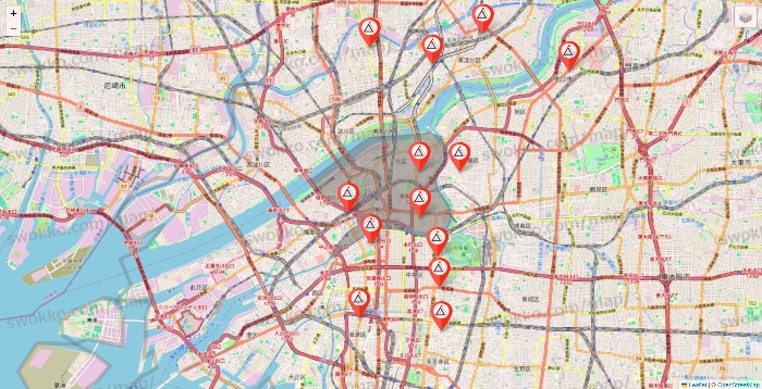 大阪府のかたぎり塾の店舗地図