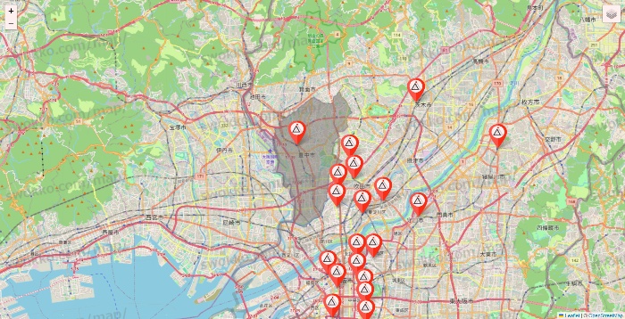 大阪府のかたぎり塾の店舗地図