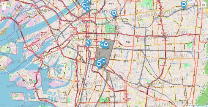 大阪府の河合塾の校舎地図