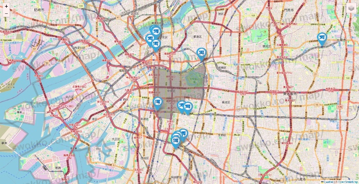 大阪府の河合塾の校舎地図