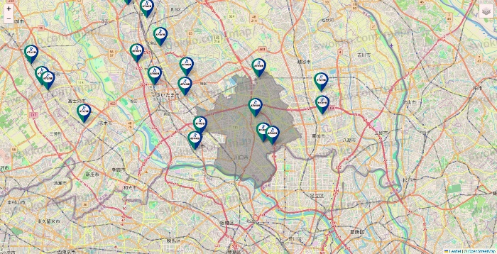 埼玉県の木下の介護の施設地図