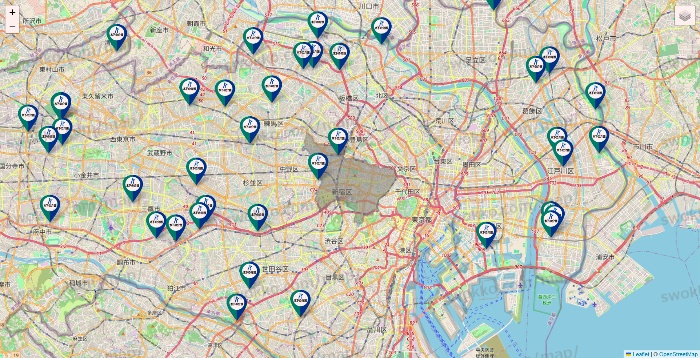 東京都の木下の介護の施設地図