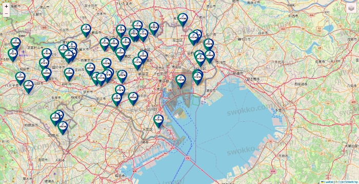 東京都の木下の介護の施設地図