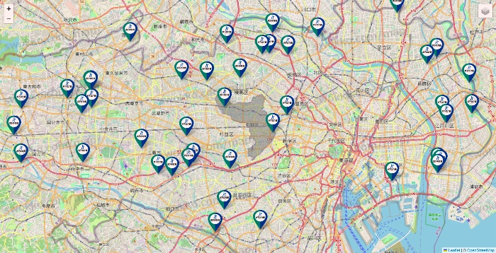 東京都の木下の介護の施設地図