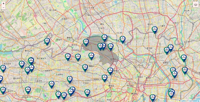 東京都の木下の介護の施設地図
