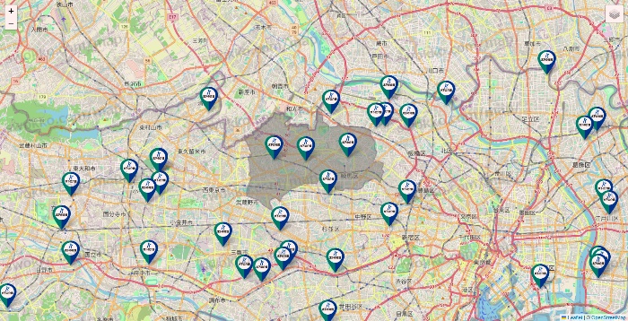 東京都の木下の介護の施設地図