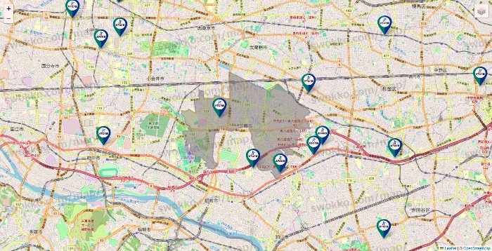 東京都の木下の介護の施設地図
