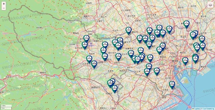 東京都の木下の介護の店舗地図