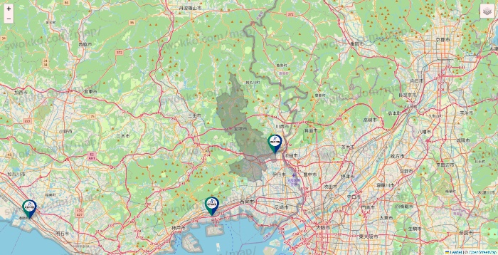 兵庫県の木下の介護の施設地図