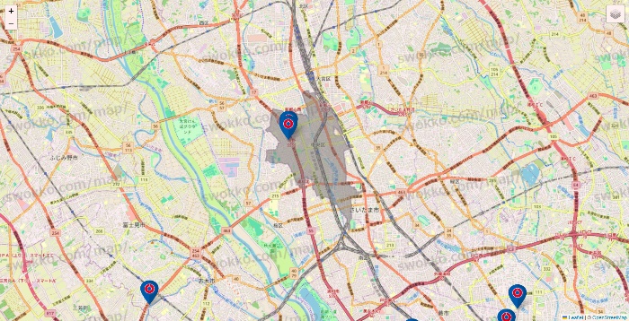 埼玉県のコーナンの店舗地図