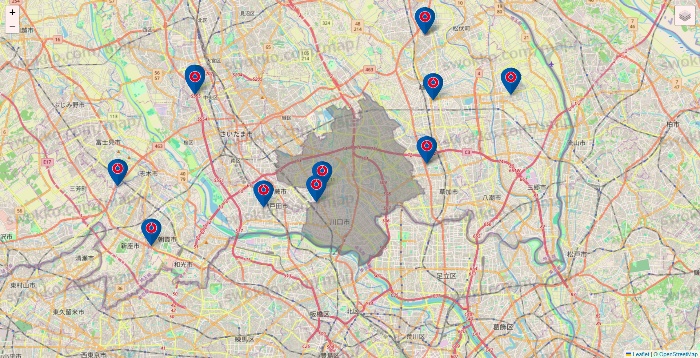 埼玉県のコーナンの店舗地図