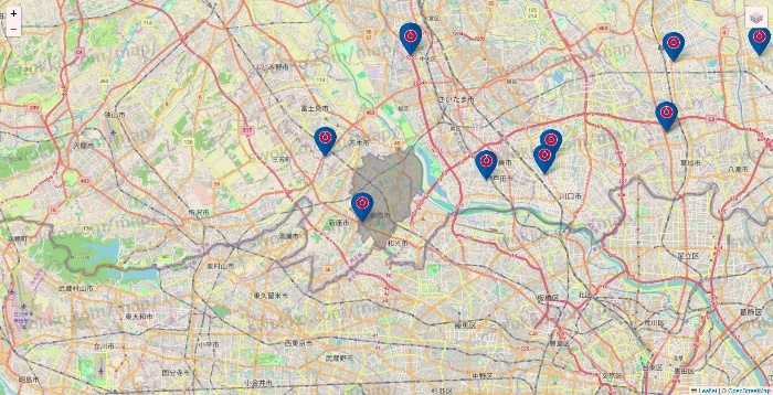 埼玉県のコーナンの店舗地図