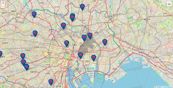東京都のコーナンの店舗地図