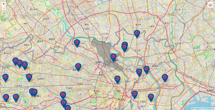 東京都のコーナンの店舗地図