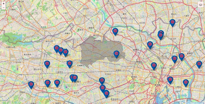 東京都のコーナンの店舗地図