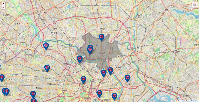 東京都のコーナンの店舗地図