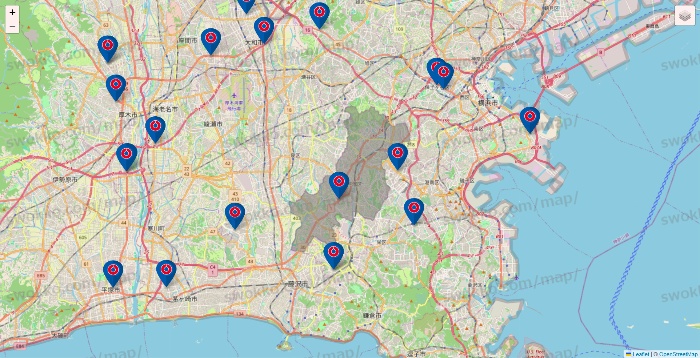 神奈川県のコーナンの店舗地図