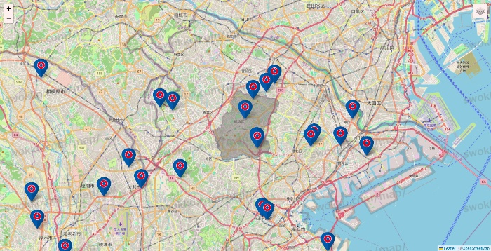 神奈川県のコーナンの店舗地図