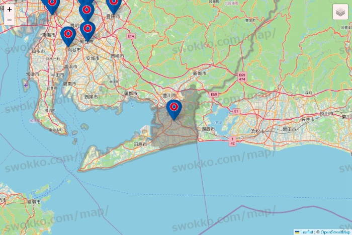 愛知県のコーナンの店舗地図