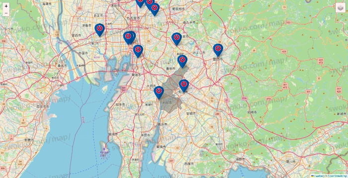 愛知県のコーナンの店舗地図