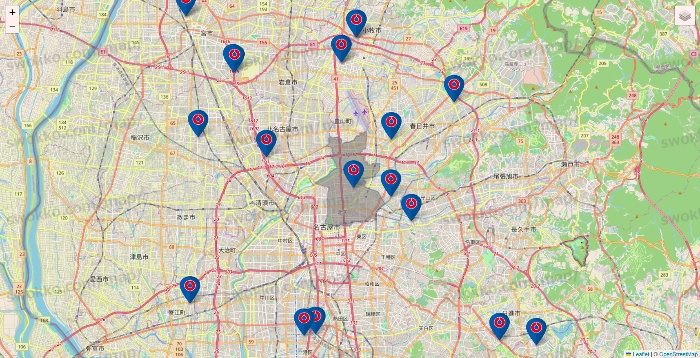 愛知県のコーナンの店舗地図