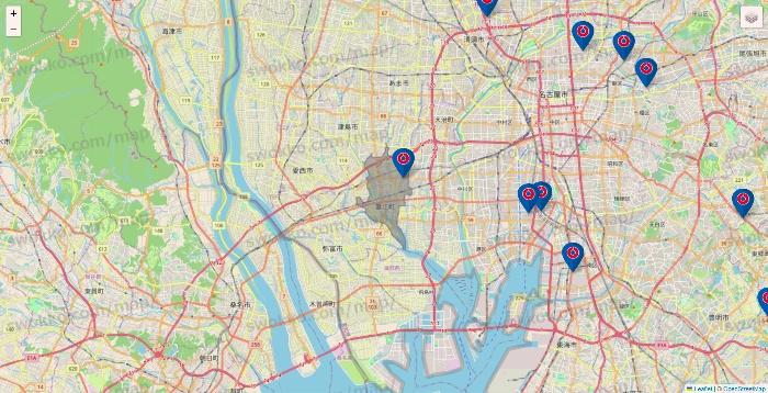 愛知県のコーナンの店舗地図