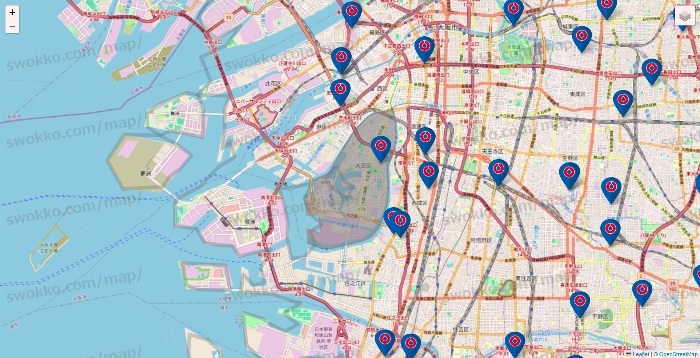 大阪府のコーナンの店舗地図
