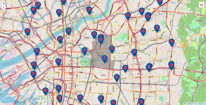 大阪府のコーナンの店舗地図