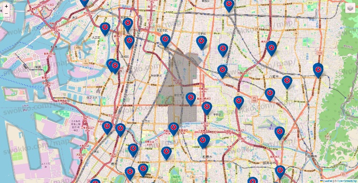 大阪府のコーナンの店舗地図