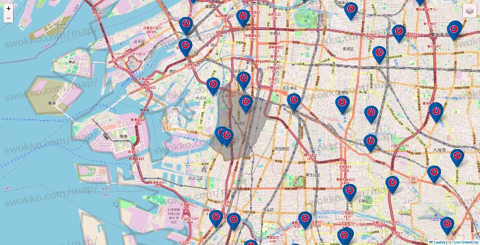 大阪府のコーナンの店舗地図