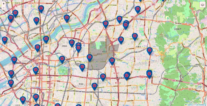 大阪府のコーナンの店舗地図