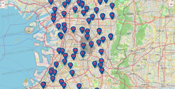 大阪府のコーナンの店舗地図