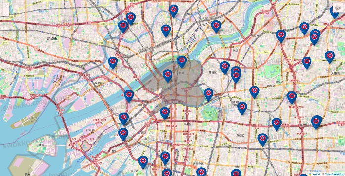 大阪府のコーナンの店舗地図