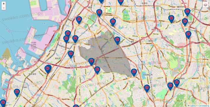 大阪府のコーナンの店舗地図
