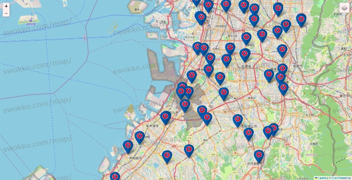 大阪府のコーナンの店舗地図