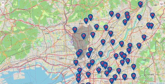 大阪府のコーナンの店舗地図