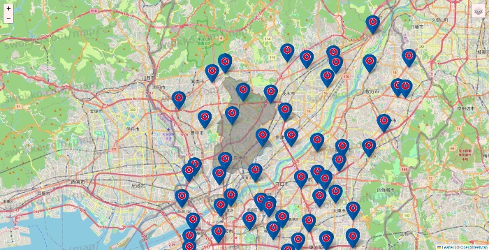 大阪府のコーナンの店舗地図