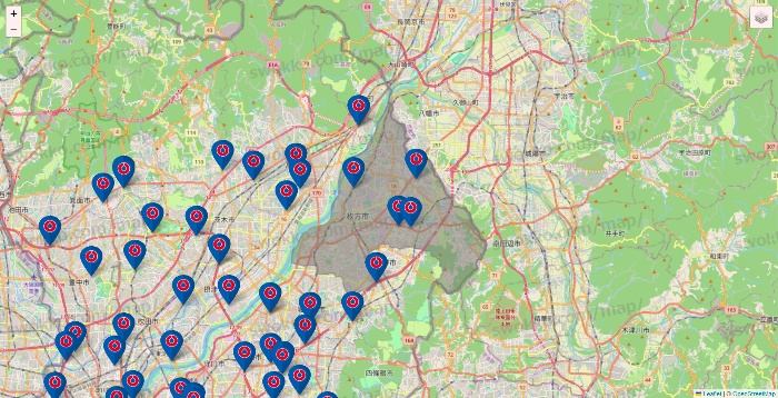 大阪府のコーナンの店舗地図