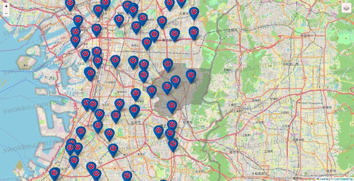 大阪府のコーナンの店舗地図