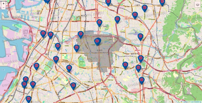 大阪府のコーナンの店舗地図