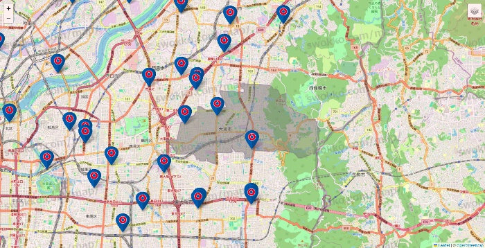 大阪府のコーナンの店舗地図
