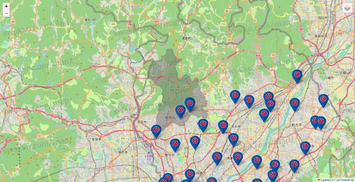 大阪府のコーナンの店舗地図