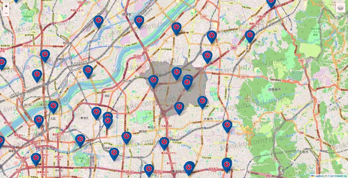 大阪府のコーナンの店舗地図