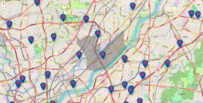 大阪府のコーナンの店舗地図